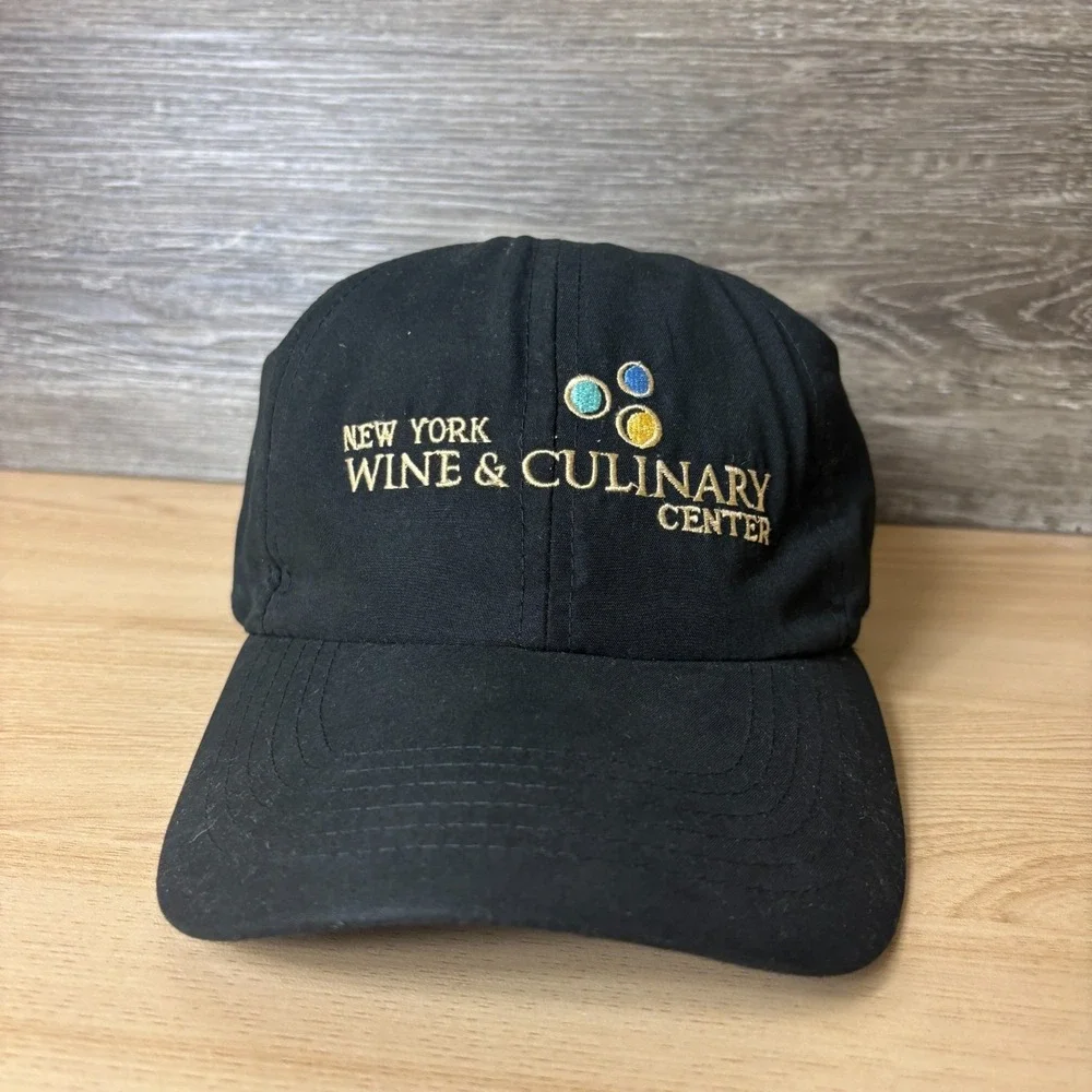 New York Wine Culinary Center Hat Cap Strap Back Black Lightweight Adjustable